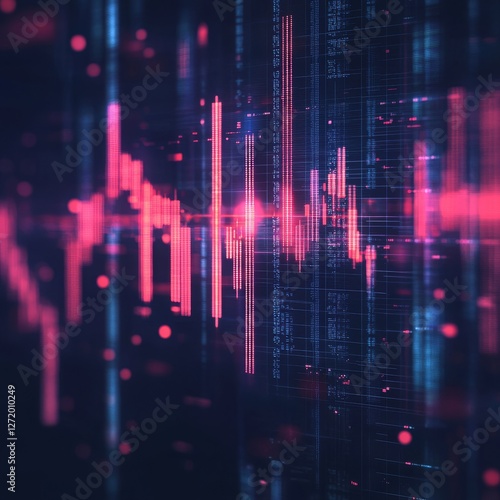 Wallpaper Mural Abstract Data Visualization with Pink and Blue Lines Representing Digital Information Flow Torontodigital.ca