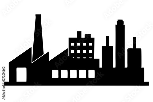 silhouette of industrial factory
