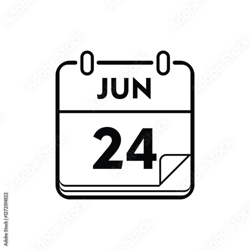 calender icon, 24 june icon with white background