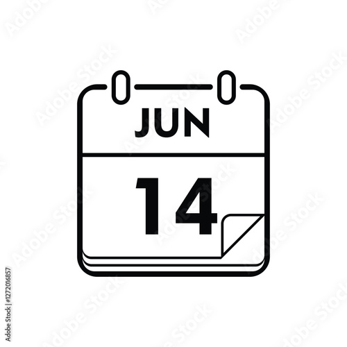 calender icon, 14 june icon with white background