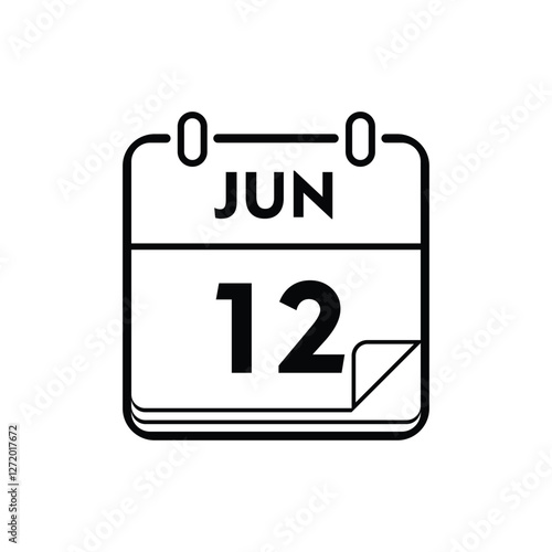 calender icon, 12 june icon with white background