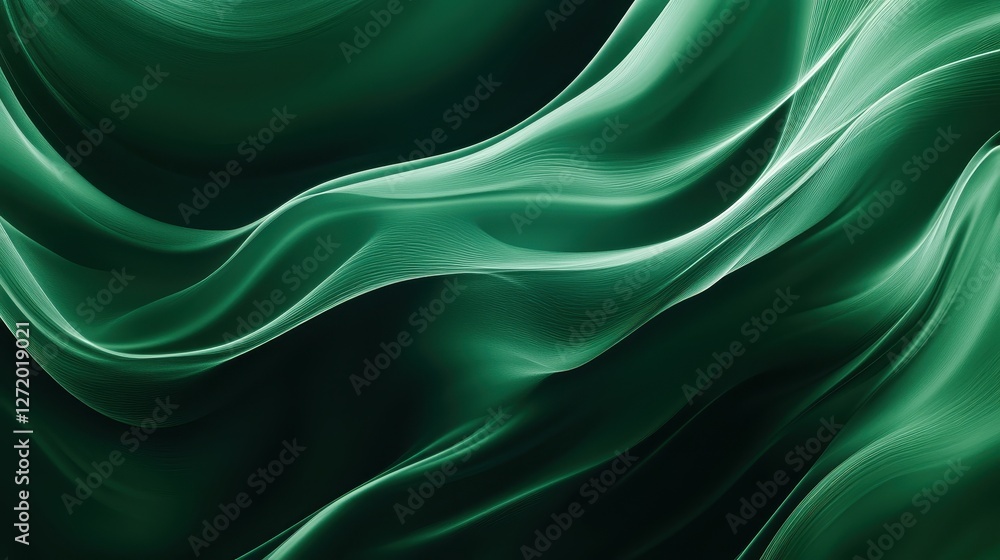 Abstract emerald green waves create a dynamic and flowing design Abstract emerald green waves create a dynamic and flowing design