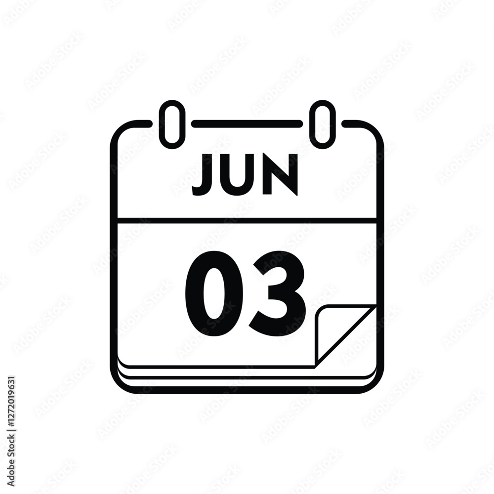 calender icon, 03 june icon with white background calender icon, 03 june icon with white background