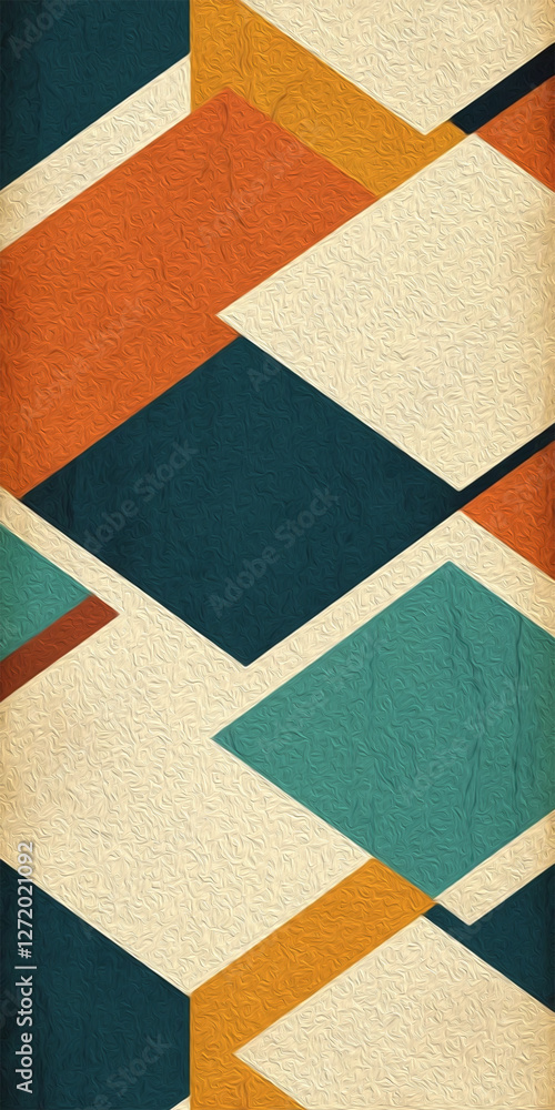 Fototapeta premium Abstract pattern in retro style. Cover design, poster for printing on wall decorations, wallpapers, fabrics. Oil painting