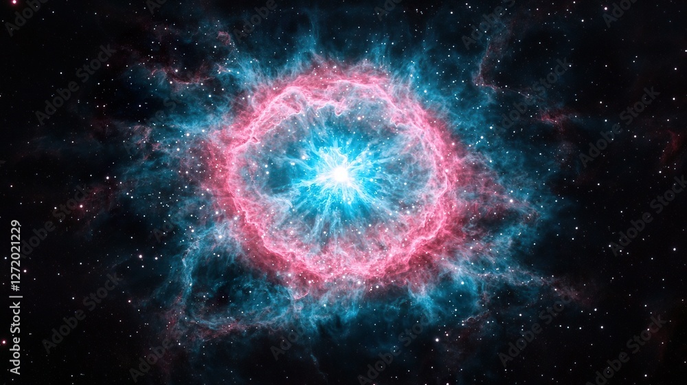 Stunning Cosmic Vista Displaying Vibrant Nebula Colors in Space, Pink and blue celestial abstract concept. Stunning Cosmic Vista Displaying Vibrant Nebula Colors in Space, Pink and blue celestial abstract concept.