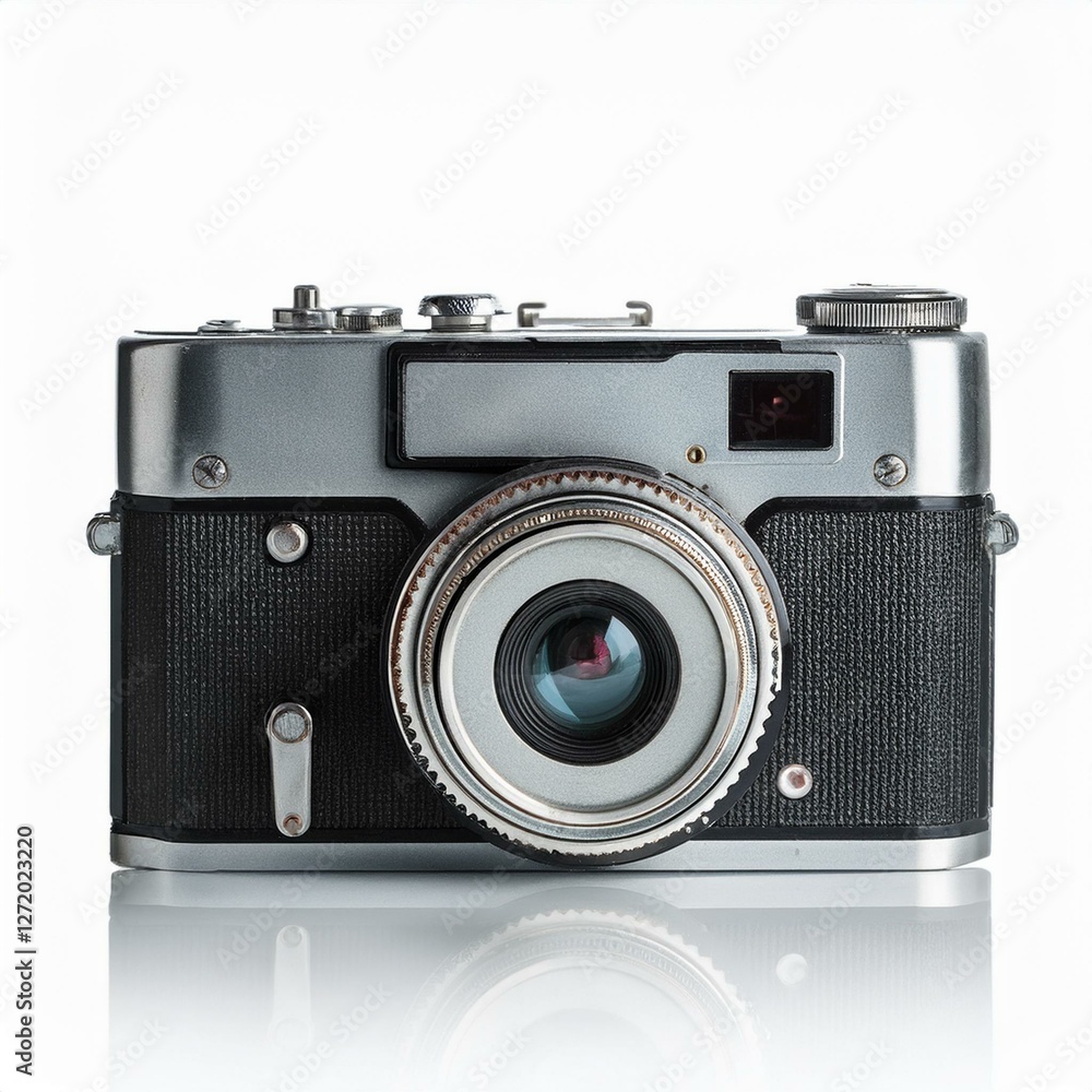 old vintage analog camera isolated on white