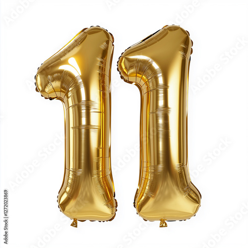 Gold Balloon Number 11 for Birthday Party