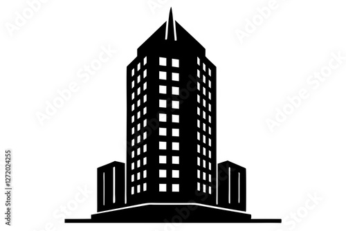 Tall Building Silhouette on white background