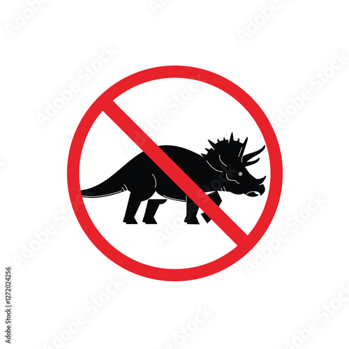  prohibited and dangerous signs. triceratops danger. it is forbidden to bring triceratops
