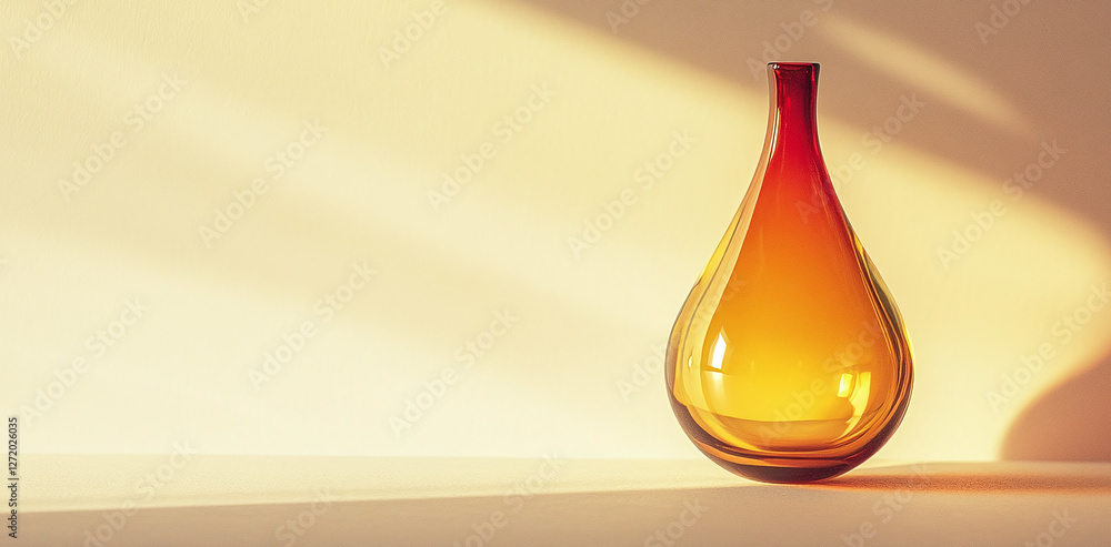 Elegant tear-drop glass vase with a striking orange to red gradient. Simple, modern aesthetic. Ideal for home decor imagery or artistic display. Elegant tear-drop glass vase with a striking orange to red gradient. Simple, modern aesthetic. Ideal for home decor imagery or artistic display.