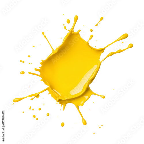 Flat Yellow paint splash isolated on white