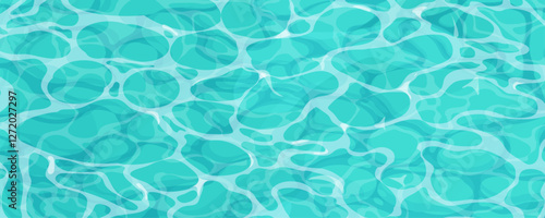 Water ripple surface pool or ocean water with glares sunlight reflections, game texture top view. Beach sea clean and deep water.