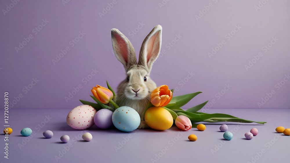 Fototapeta premium easter bunny and eggs