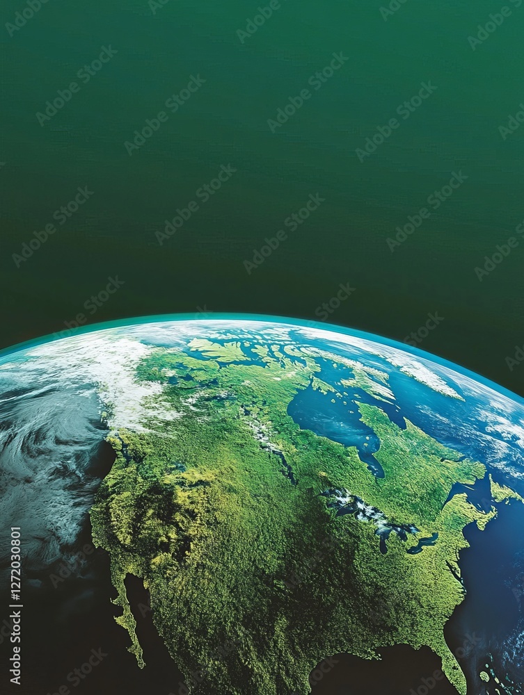 Fototapeta premium North America Planet Earth Green Lush Vegetation Satellite View Stunning Aerial Image of the North American Continent Showing Detailed Topography and 