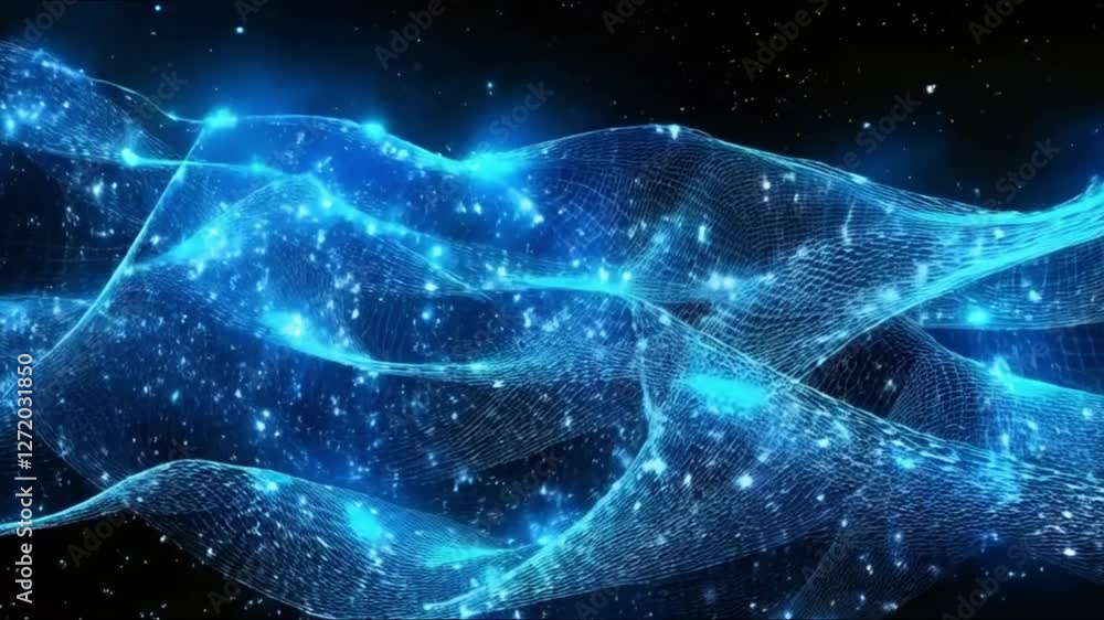 Abstract mesh network with glowing blue particles Abstract mesh network with glowing blue particles