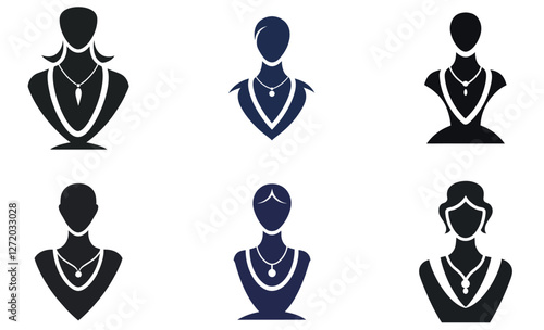 Stylish Female Silhouettes Displaying Various Necklaces