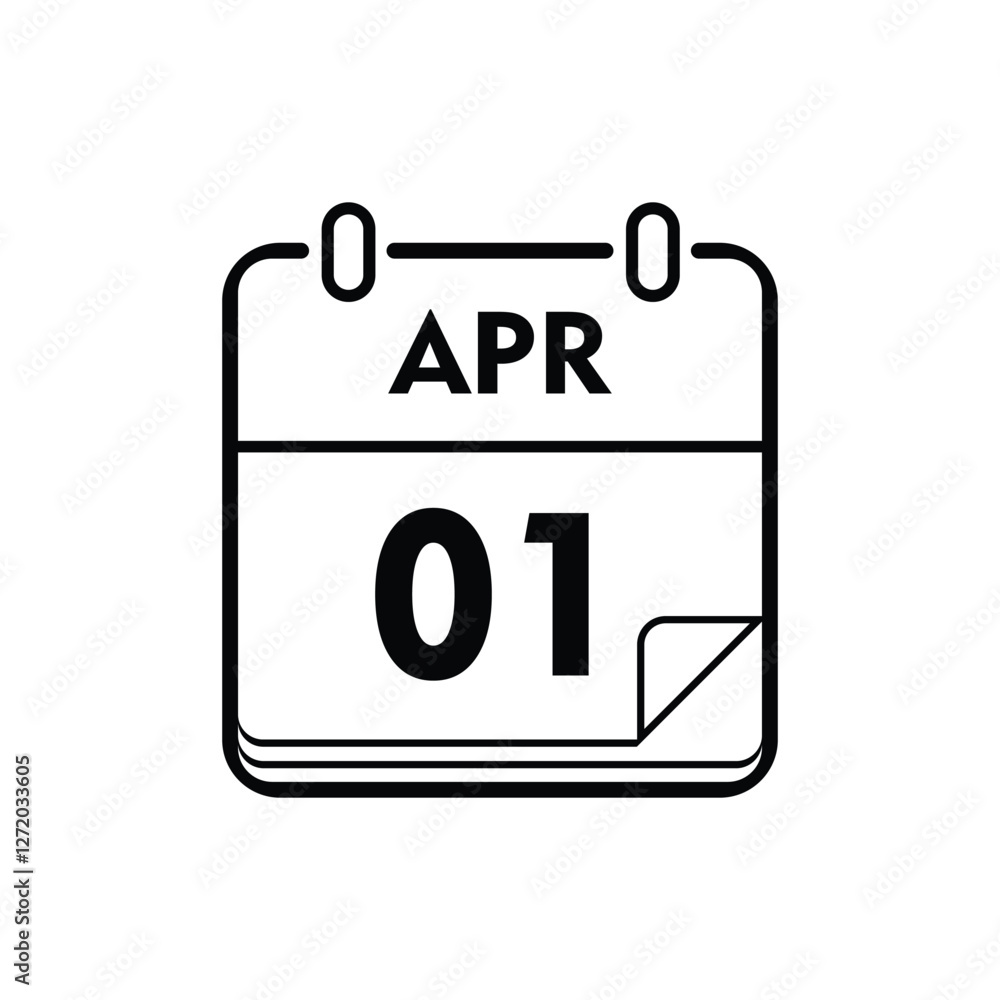 calender icon, 01 april icon with white background calender icon, 01 april icon with white background