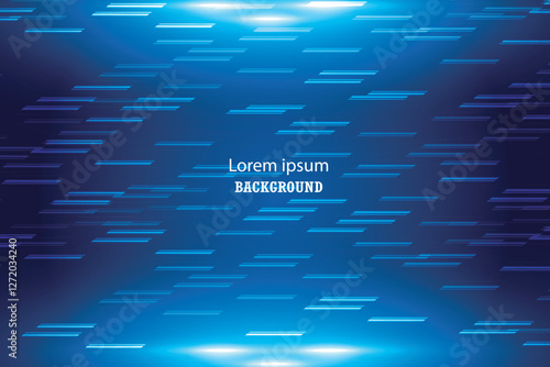 Abstract futuristic technologic blue light lines background. Elegant blue light lines on dark blue background with lighting effect.