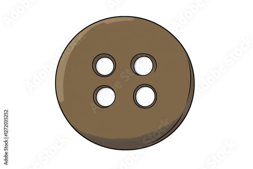 Brown Button with Four Holes, Digital Illustration