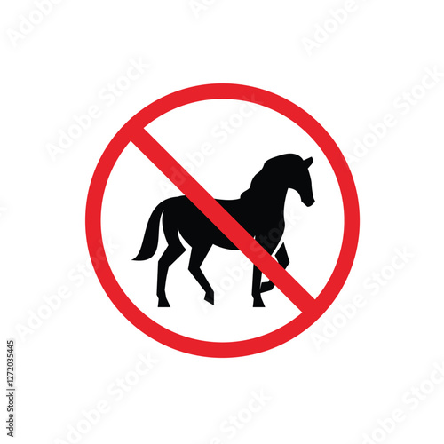 prohibited and dangerous signs. horse danger. it is forbidden to bring horse