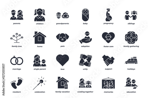 Family set icon, isolated family set sign icon, vector illustration