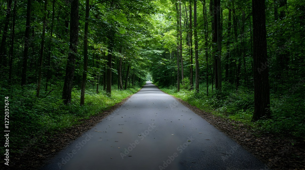 Obraz premium Enchanted Forest Path at Night with Glowing Lights