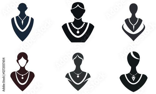 Stylish Female Silhouettes with Necklaces, Perfect for Jewelry Design