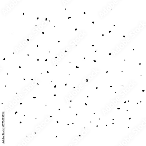 Sparse Black Ink Splatter on White Background, Abstract Grunge Texture