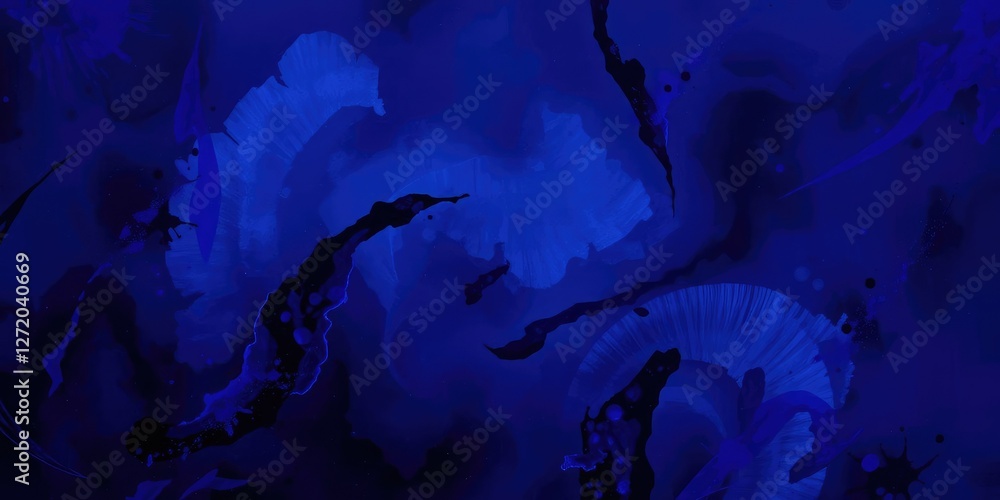 Obraz premium Dark color splash background abstract art with swirling mix of deep blues, purples, and blacks, splash, art