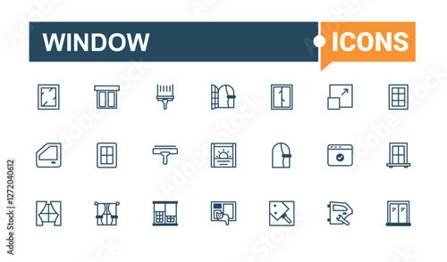 Window vector line icon set. Featuring art, home, simple, object, decor and more. Simple line vector. Solid line editable stroke. Vector line and solid icons.