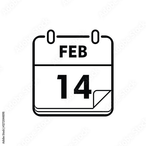 calender icon, 14 february icon with white background