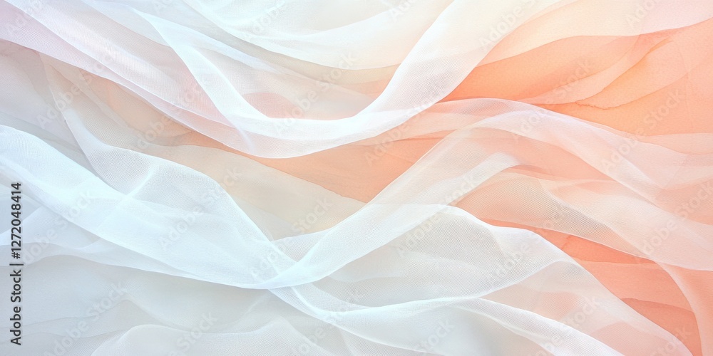 Obraz premium Elegant wedding veil closeup on soft bed romantic setting textile calm atmosphere
