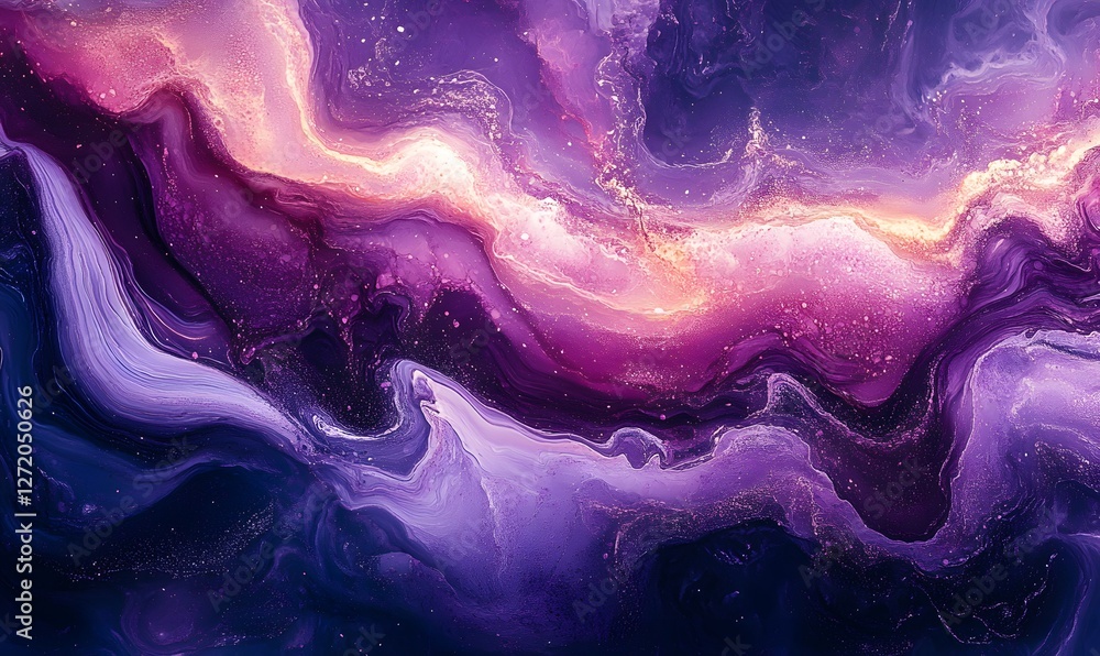 Abstract Swirling Purple and Pink Galaxy with Glimmering Golden Particles Art Abstract Swirling Purple and Pink Galaxy with Glimmering Golden Particles Art