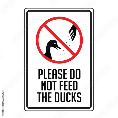 sign please do not feed the ducks, it is forbidden