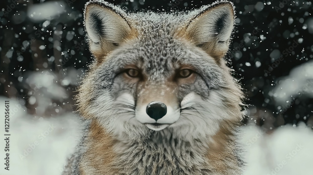 A Majestic Fox in Winter Snowfall A Majestic Fox in Winter Snowfall