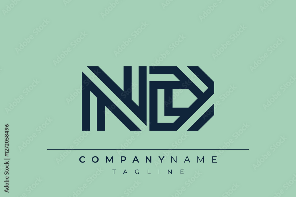 Obraz premium ND minimal line logo. Letter N and D vector line logo design.