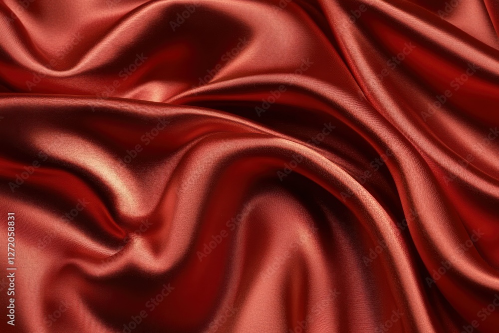 Obraz premium Luxurious Red Silk Fabric Texture with Elegant Waves and Soft Creases in Natural Light