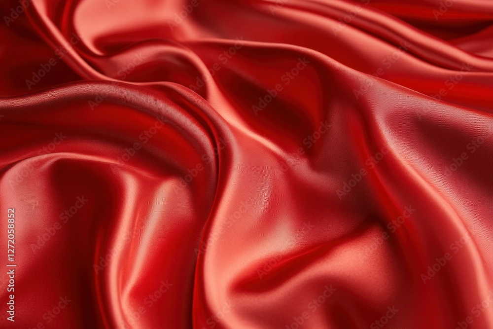 Obraz premium Luxurious Silky Red Fabric with Smooth Texture and Elegant Drapery for Fashion and Design Projects
