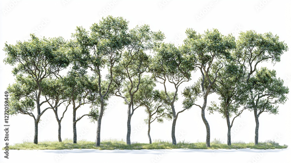 Mediterranean trees row, summer, landscape, nature, design Mediterranean trees row, summer, landscape, nature, design