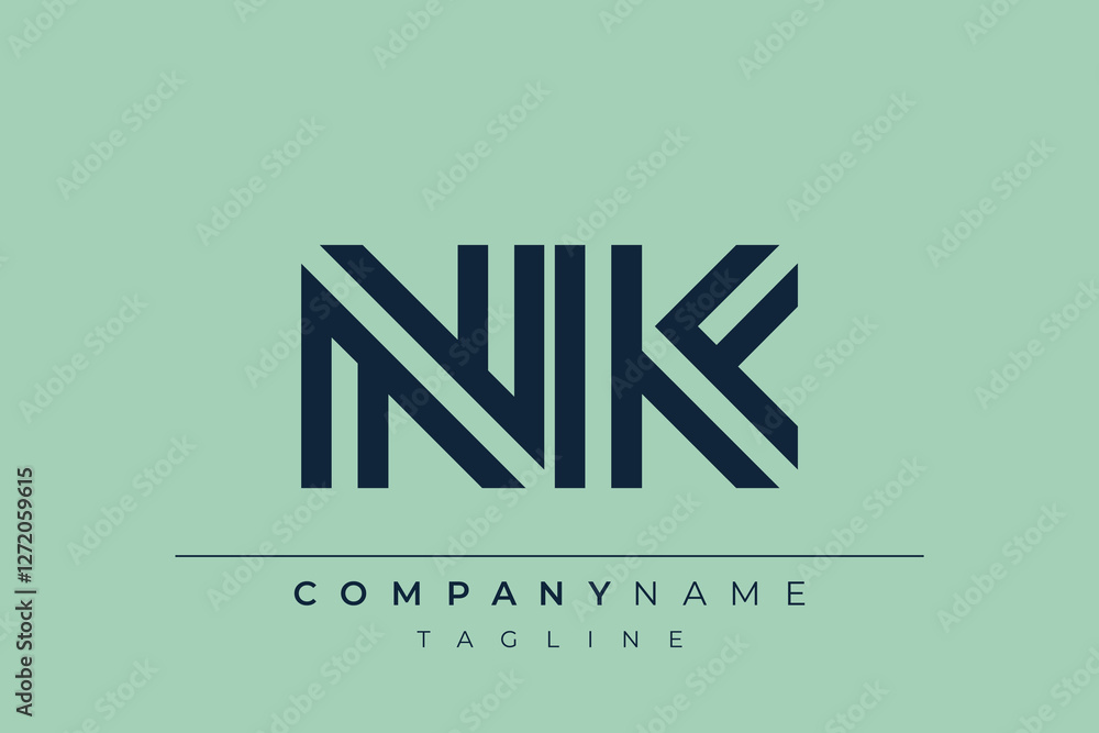 NK minimal line logo. Letter N and K vector line logo design. NK minimal line logo. Letter N and K vector line logo design.