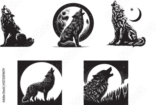 set of animals silhouette