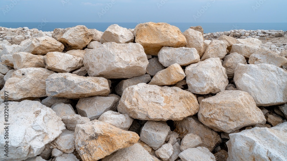 Coastal rock pile, ocean view, clifftop, natural barrier Coastal rock pile, ocean view, clifftop, natural barrier