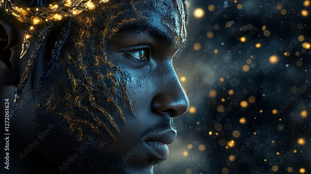 Psychological Strength Representation - A portrait highlighting cultural expression. Psychological Strength Representation - A portrait highlighting cultural expression.