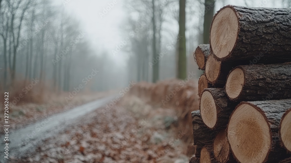 Scenic view of a forest featuring a pile of cut wood in various sizes, perfect for enhancing digital content and marketing materials Scenic view of a forest featuring a pile of cut wood in various sizes, perfect for enhancing digital content and marketing materials