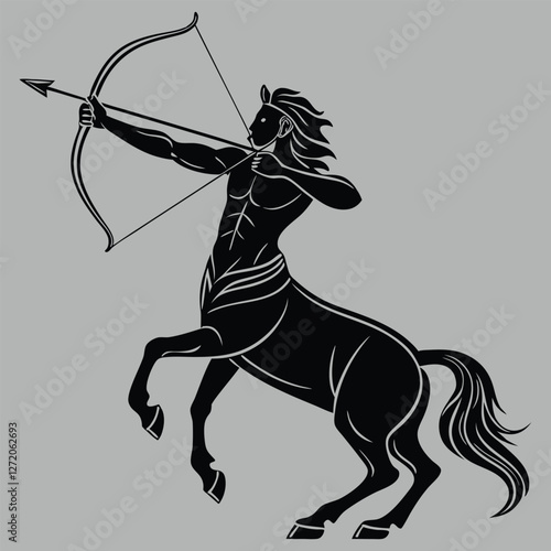 a centaur holding a bow silhouette vector design art and illustration
