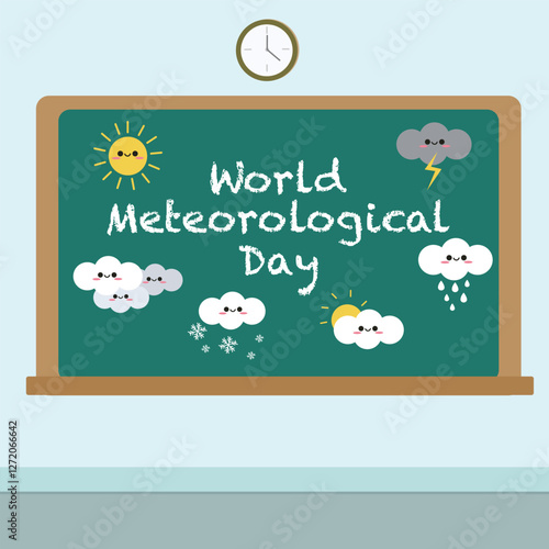 World Meteorological Day vector design for celebration. Suitable for background, template, social media, poster, flyer design, flat illustration, banner,  etc