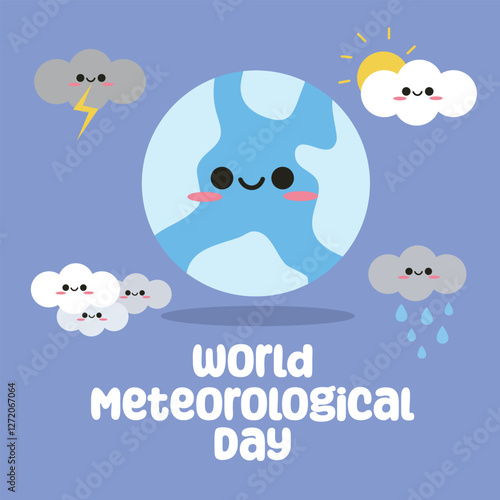 World Meteorological Day vector design for celebration. Suitable for background, template, social media, poster, flyer design, flat illustration, banner,  etc