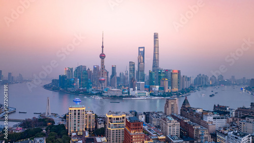 Sunrise Aerial Photography of Shanghai, China