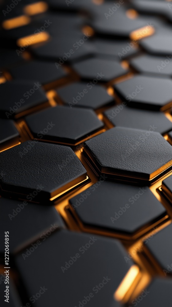 Futuristic metallic silver hexagonal texture with glowing elements and ample copyspace for design applications Futuristic metallic silver hexagonal texture with glowing elements and ample copyspace for design applications