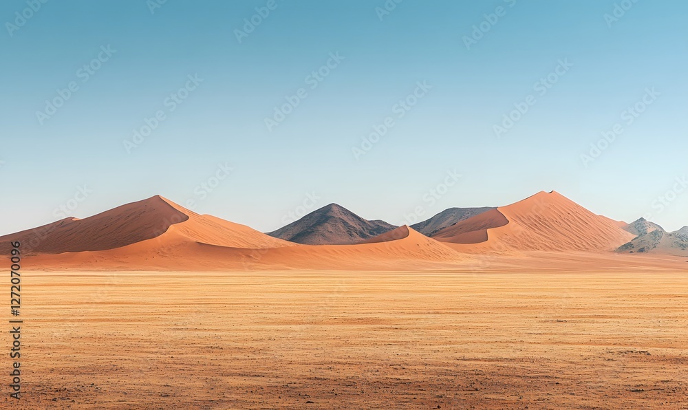 Desert landscape with sand dunes under a clear blue sky beautiful scenery Desert landscape with sand dunes under a clear blue sky beautiful scenery
